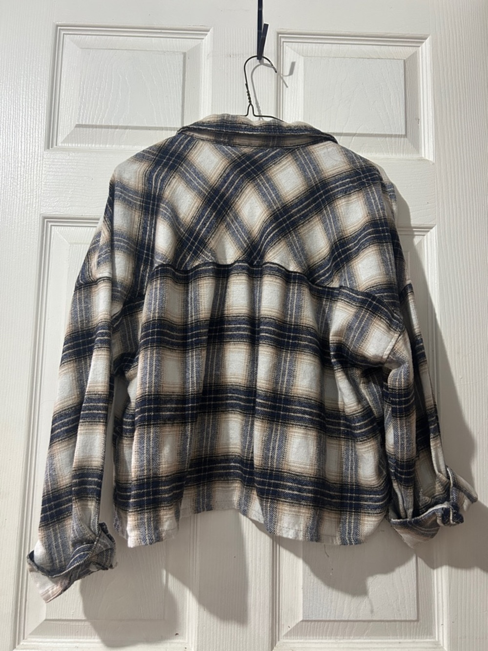 Cropped Plaid Button-Up - Picture 3 of 3